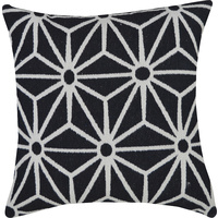 Woven Kaleidescope Cotton Cushion 40 x 40cm Black