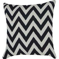 Woven Zig Zag Cotton Cushion 40 x 40cm Black