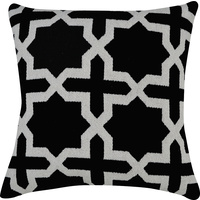 Woven Star Cross Cotton Cushion 40 x 40cm Black