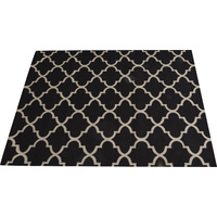 Woven Moroccan Tile Rug Black 200 x 300cm