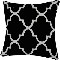 Woven Moroccan Tile Cotton Cushion 40 x 40cm Black