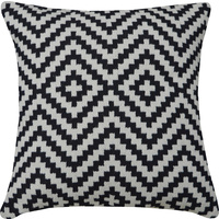 Woven Zig Diamond Cotton Cushion 40 x 40cm Black