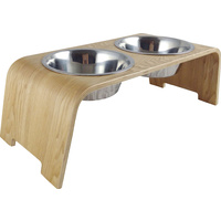 Lola 2pce Pet Bowls in Bent wood 59 X 29 X 54cm