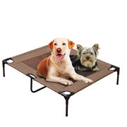 Heavy Duty Pet Bed Trampoline Dog Puppy Cat Hammock Mesh  Canvas L Tan