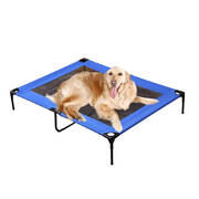 Heavy Duty Pet Bed Trampoline Dog Puppy Cat Hammock Mesh  Canvas M Blue