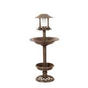 Bird Bath and Feeder Solar Light Food Station Outdoor Garden Bronze