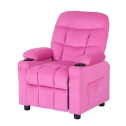 Stylish Kids Recliner Chair - Pink Velvet