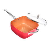 Saucepan Set Frying Pan Non Stick Deep Fry Steamer Lid Stainless Steel Handle Red