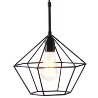 Matt Black Diametermond Cage Lamp E27 Screw 28 x 25cm