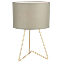 Luminite Tripod Table Lamp Kasey Taupe or Copper D 24 x H 37cm