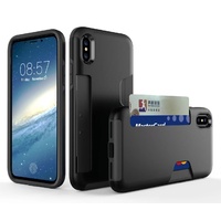 iPhone X Shockproof Shield Series Case - Credit Card Holder Protective Cover Black