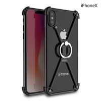 iPhone X Metal Protective Case Type X 4 Angle Cover & Safe Ring Holder Black