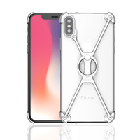 iPhone X Metal Protective Type X 4 Angle Cover Anti Drop & Safe Ring Silver