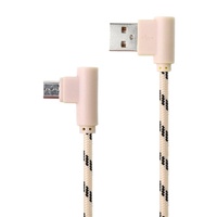 Super Tough 1m Nylon - 90 Degree Angle Micro USB Charger  Data Sync Cable (Gold)