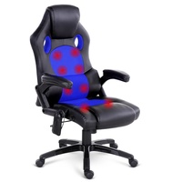 8 Point PU Leather Reclining Heated Massage Chair - Blue