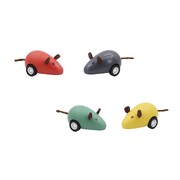 Wooden Pull Back Mouse Set Of 4