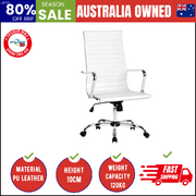 Office Chair PU Leather High Back White