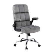 Office Chair Velvet Seat Racing Gaming Computer Desk Chairs Armrest Grey