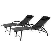 Outdoor Sun Lounge Beach Chair Folding Recliner Garden Patio Furniture Black