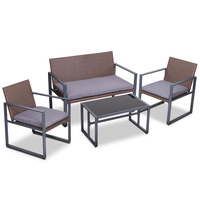 4PC Outdoor Furnitture Patio Table Chair Brown