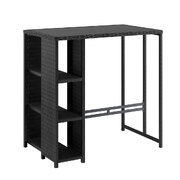 Outdoor Bar Table Wicker Dining Bistro Glass Desk Steel Patio Furniture Black