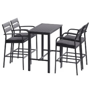 Outdoor Bar Set 5-Piece Patio Dining Chairs Aluminium Table Stools