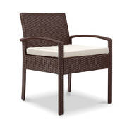 Outdoor Chairs Wicker Dining Chair Patio Garden Furniture Lounge Bistro Set Cafe Cushion Brown