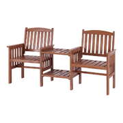 Stylish Outdoor Garden Bench & Table Set - Brown