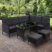 Outdoor Sofa Set Patio Furniture Lounge Setting Dining Chair Table Wicker Black