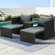 Sun Lounge Wicker Lounger Patio Furniture Outdoor Setting Day Bed Garden