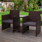 Outdoor Setting Wicker Loveseat Birstro Set Patio Garden Furniture Brown