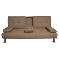 Hela Linen Look 3 Seater Sofa Bed Light Brown