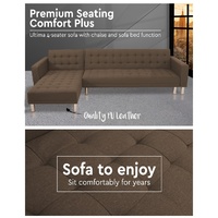 Ultima 4 Seater sSectional Sofa Bed Lounge Brown Linen Look