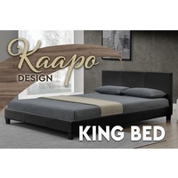 Kaapo King Size Matt PU Leather Bed Black 183 x 203cm