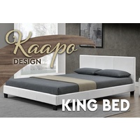 Kaapo King Size Matt PU Leather Bed White 183 x 203cm