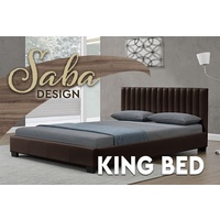 Saba King Size Matt PU Leather Bed Brown 183 x 203cm