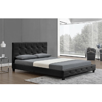 Nadine King Size Matt PU Leather Bed Black 183 x 203cm