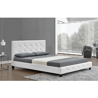 Nadine King Size Matt PU Leather Bed White 183 x 203cm