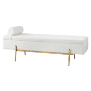 Storage Ottoman Bed 140cm Pillow Boucle Fabric