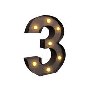 LED Metal Number Lights Free Standing Hanging Marquee Event Party Decor Number 3