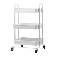 Kitchen Trolley Cart Portable 3 Tier Rolling Rack Shelf Wheels Organiser