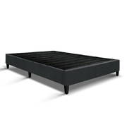 King Size Bed Base Frame Mattress Platform Fabric Wooden Charcoal BRISK