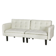 Sofa Bed Lounge Futon Couch Bed Adjustable Tufted 3 Seater Fabric Beige