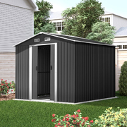 2.58X3.14M Garden Shed With Metal Base And Sliding Door