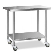 1219x610mm Stainless Steel Kitchen Bench with Wheels