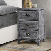 Bedside Tables Side Table Drawers Cabinet Vintage Grey Nightstand Storage