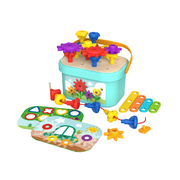 Kids/Childrens Rainbow Pegs And Cogs Stacking And Lacing Set 3Y+