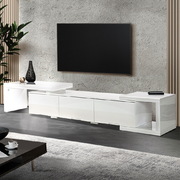 High Gloss Adjustable TV Stand Entertainment Unit - White