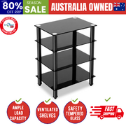 TV Stand 4 Tiers Storage Shelf Rack Tempered Glass Entertainment Unit