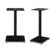 2x Speaker Stand Tempered Glass Floor Stands Home Theatre 58cm Black